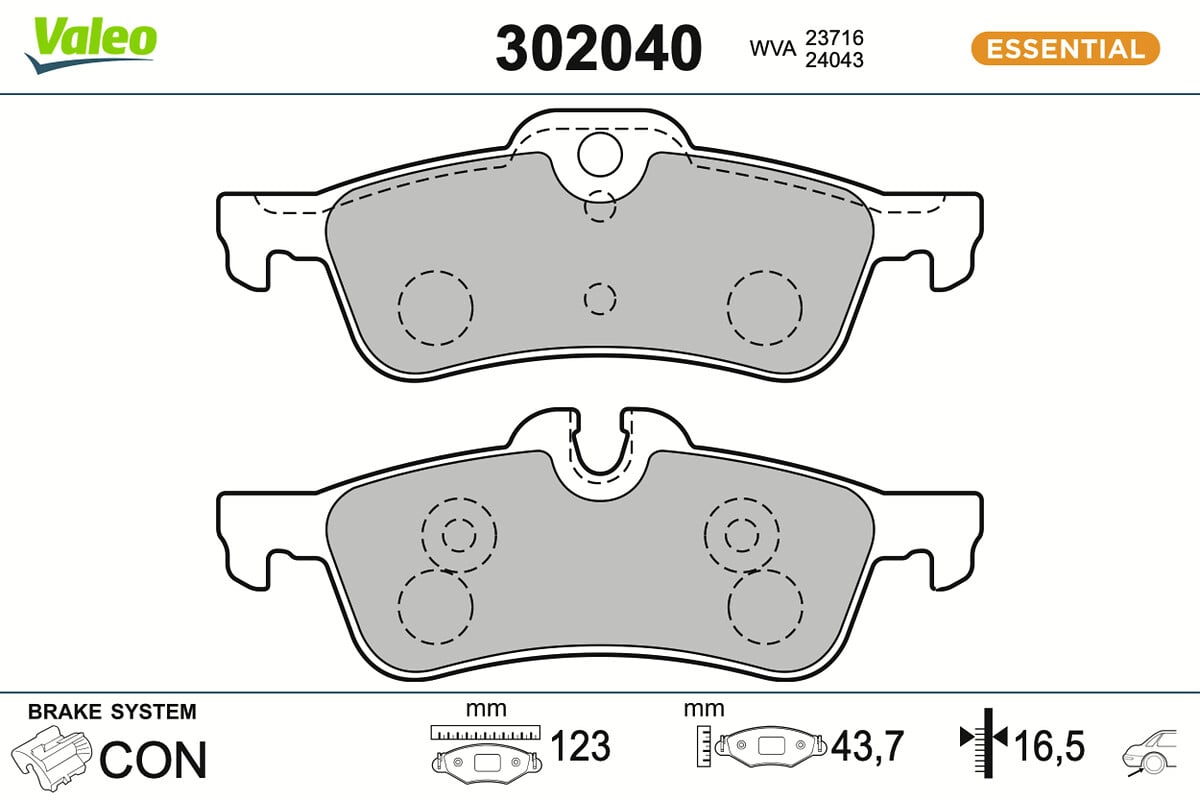 Jeu de 4 plaquettes de frein VALEO ref. 302040
